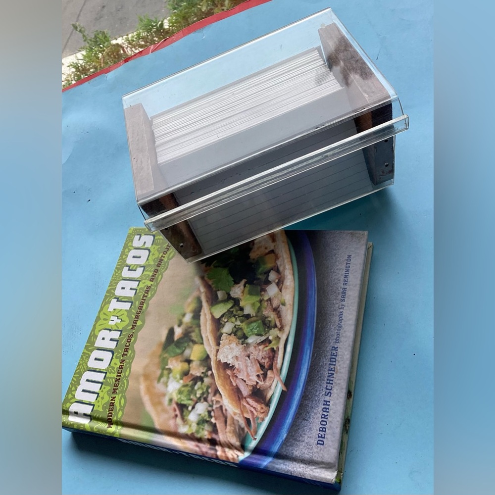 Recipe Card Box and Amor y Tacos cookbook combo